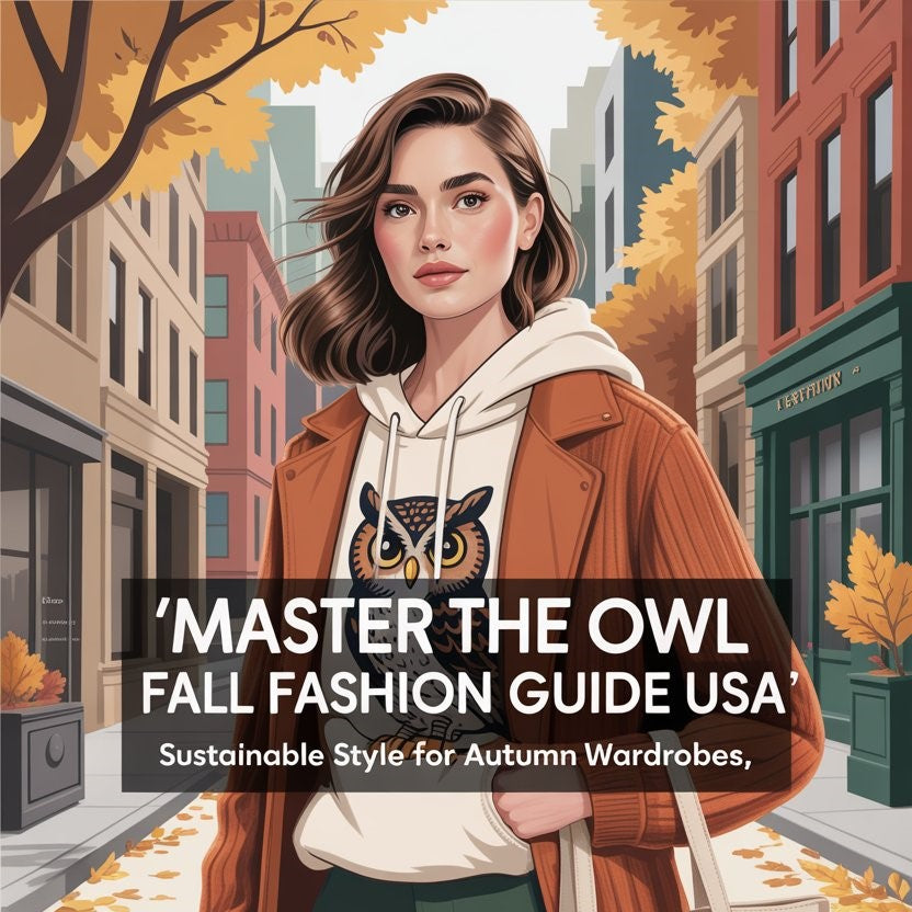 Master owl-inspired fall fashion in the USA — sustainable hoodies, eco totes, and ethical wardrobe tips for a stylish autumn.