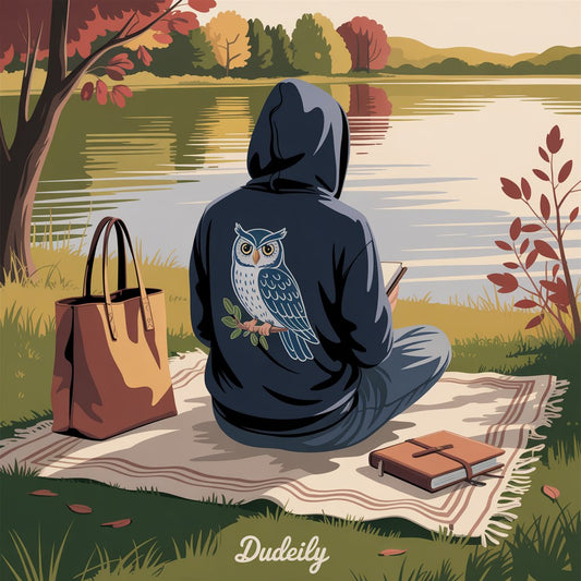 Labor Day fashion, sustainable travel fashion, owl clothing, fall weekend outfits, nature-inspired style, organic sweatshirts, ethical brands USA, eco-friendly fashion, tote bags, fall 2025 fashion