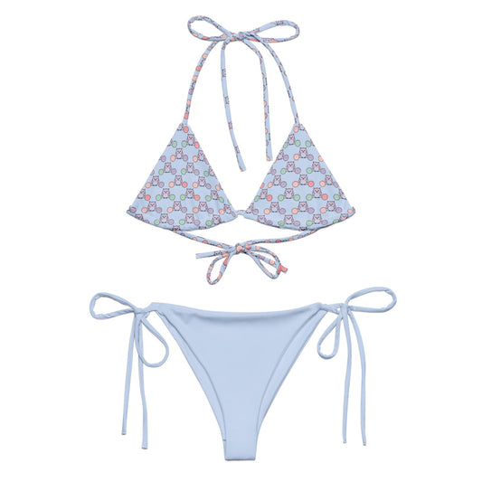 Owl Print All-Over Recycled String Bikini – Eco-Friendly & Stylish