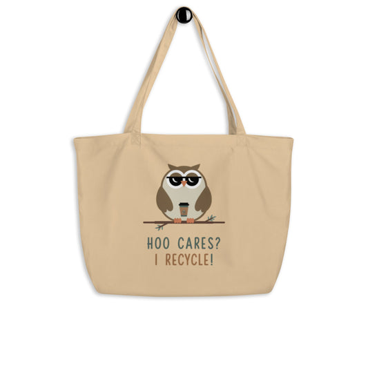 Large Organic Tote Bag | Sustainable & Spacious for Owl Lover
