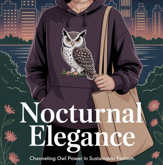 Nocturnal elegance in owl-inspired sustainable fashion — explore night-inspired eco apparel with mystical, ethical style