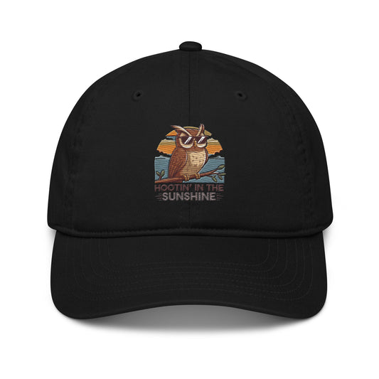 Owl-Themed Embroidered Organic Dad Hat | Eco-Friendly & Sustainable Style for Nature Lovers