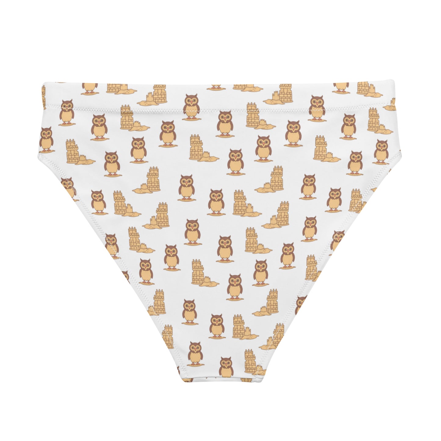 Owl-Haven Recycled High-Waisted Bikini Bottom – Sustainable Swimwear for Eco-Friendly Beach Days Dudeily