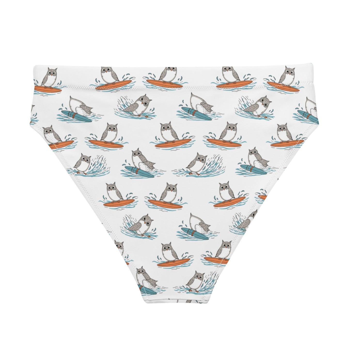 Owl-Tide Recycled High-Waisted Bikini Bottom – Eco-Friendly Swimwear for Sustainable Beach Style Dudeily