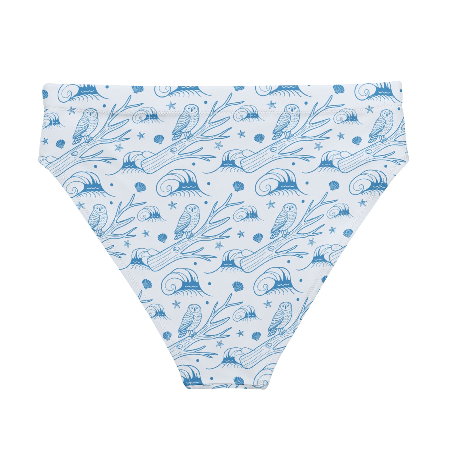 Forest Flight Recycled High-Waisted Bikini Bottom – Owl-Inspired Sustainable Swimwear Dudeily