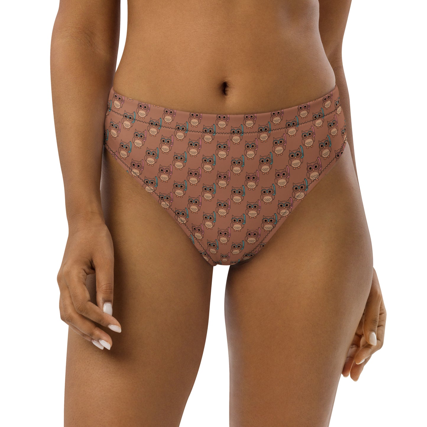 Owl-Tide Recycled High-Waisted Bikini Bottom – Eco-Friendly Swimwear for Sustainable Beach Style Dudeily