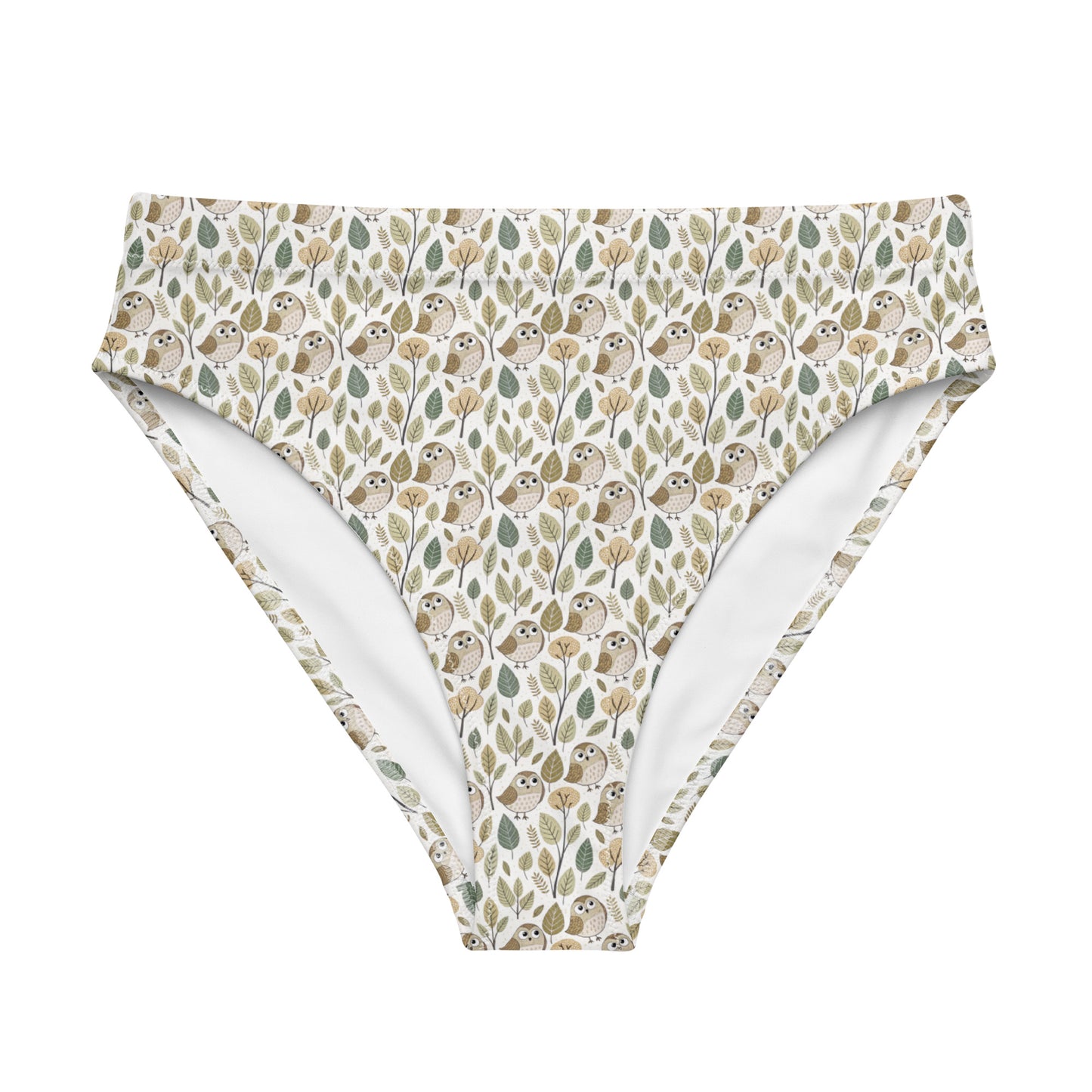 Owl-Themed Recycled High-Waisted Bikini Bottom – Sustainable Swimwear for Eco-Conscious Style 3XL Dudeily