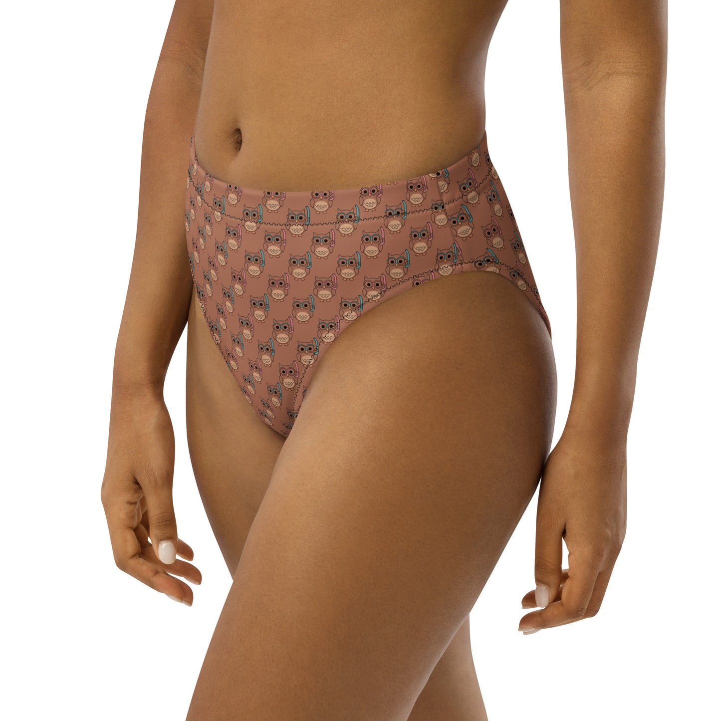 Owl-Tide Recycled High-Waisted Bikini Bottom – Eco-Friendly Swimwear for Sustainable Beach Style Dudeily