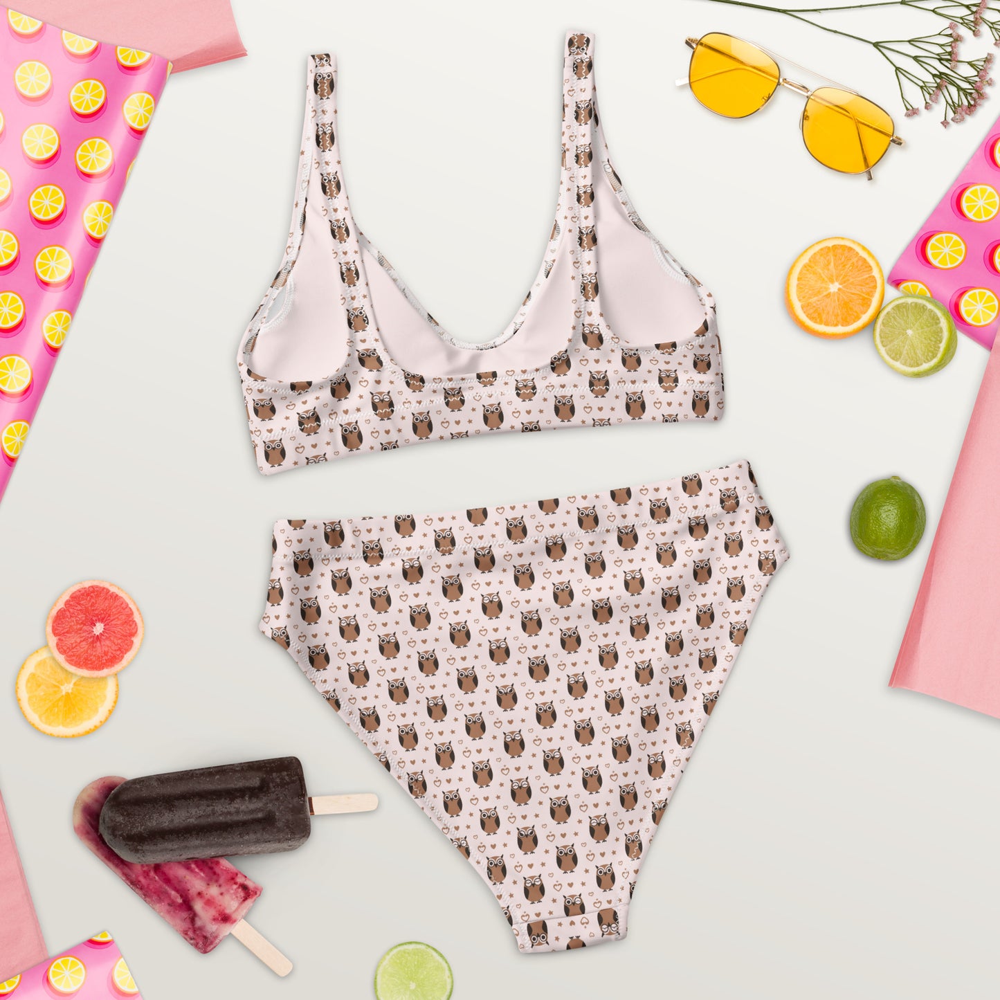 Recycled High-Waisted Bikini: Owl-Themed Sustainable fashion Dudeily
