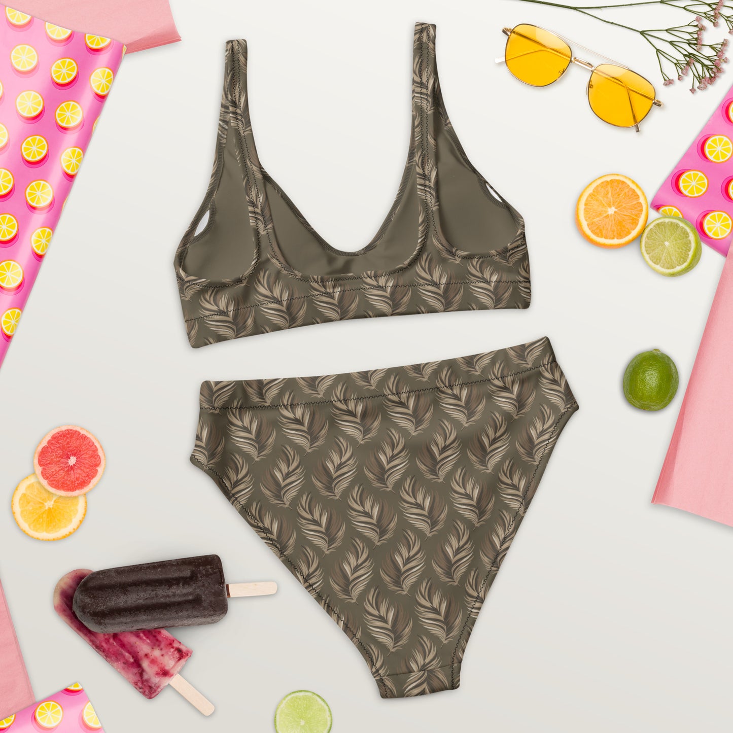 Recycled High-Waisted Bikini – Sustainable Owl-Inspired Swimwear Dudeily