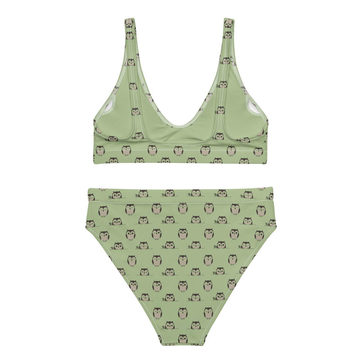Owl-Themed Recycled High-Waisted Bikini – Sustainable & Stylish Dudeily
