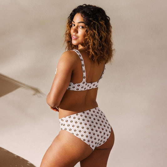 Recycled High-Waisted Bikini: Owl-Themed Sustainable fashion Dudeily