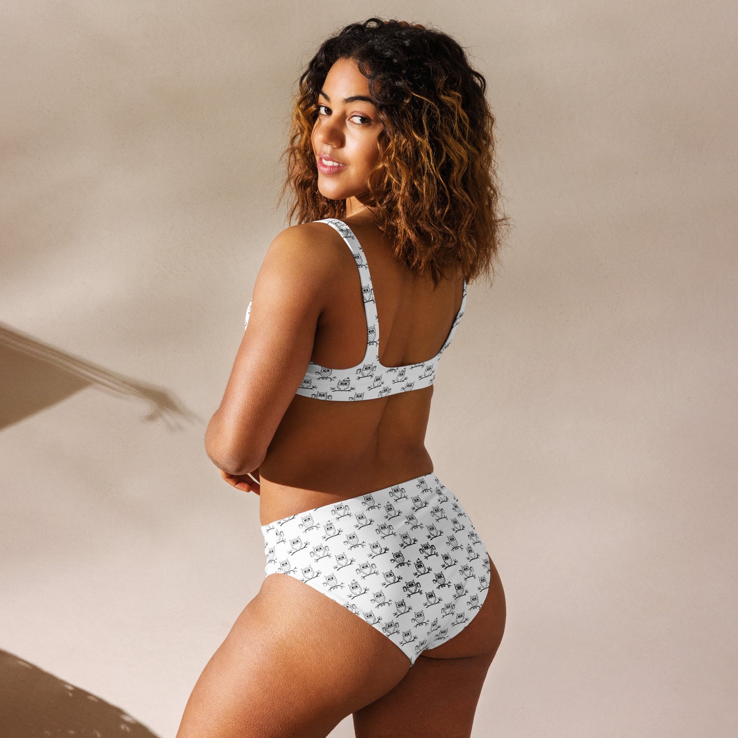 Sustainable Recycled High-Waisted Bikini – Owl-Inspired Swimwear Dudeily