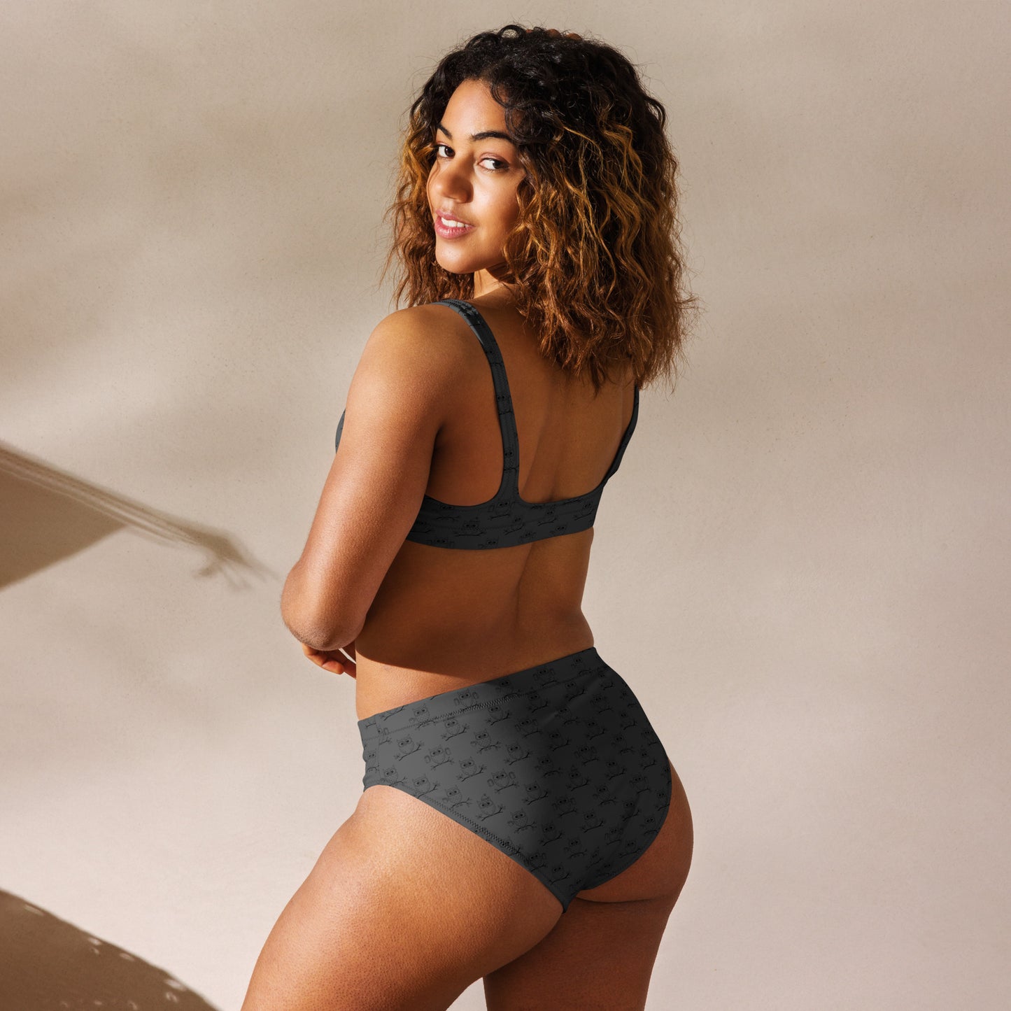 Recycled High-Waisted Bikini – Eco-Friendly Swimwear for owl Lovers Dudeily