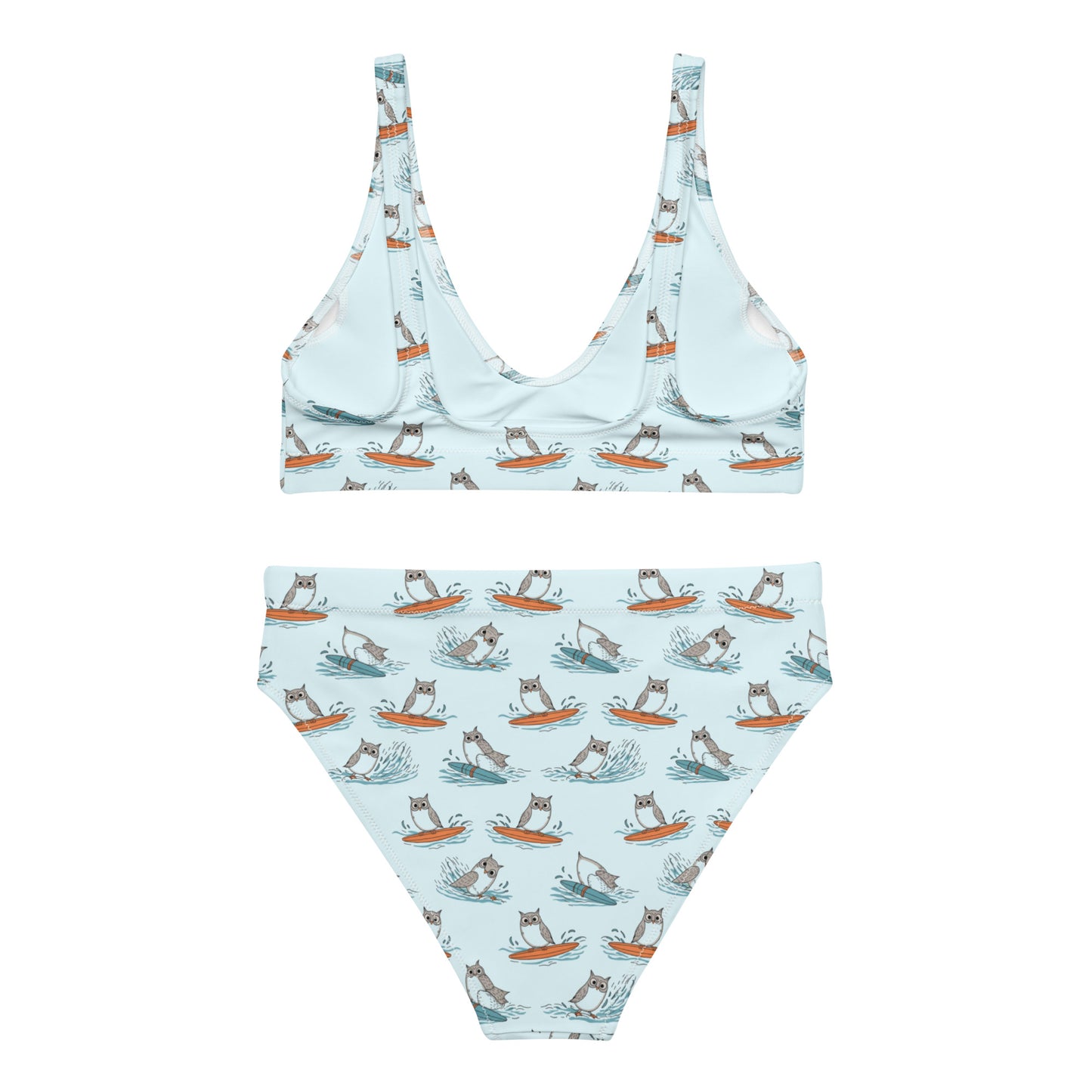 Owl-Tide Recycled High-Waisted Bikini – Sustainable Swimwear for Eco-Conscious Beach Days Dudeily