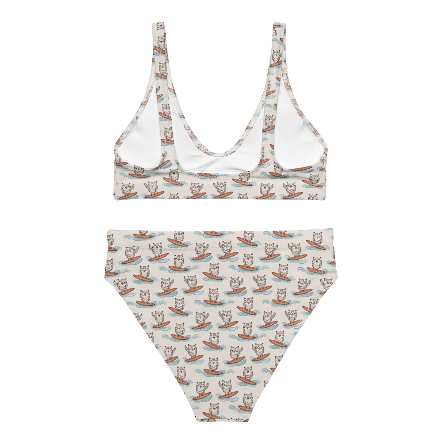 Owl-Tide Recycled High-Waisted Bikini – Sustainable Swimwear for Eco-Conscious Beach Days Dudeily