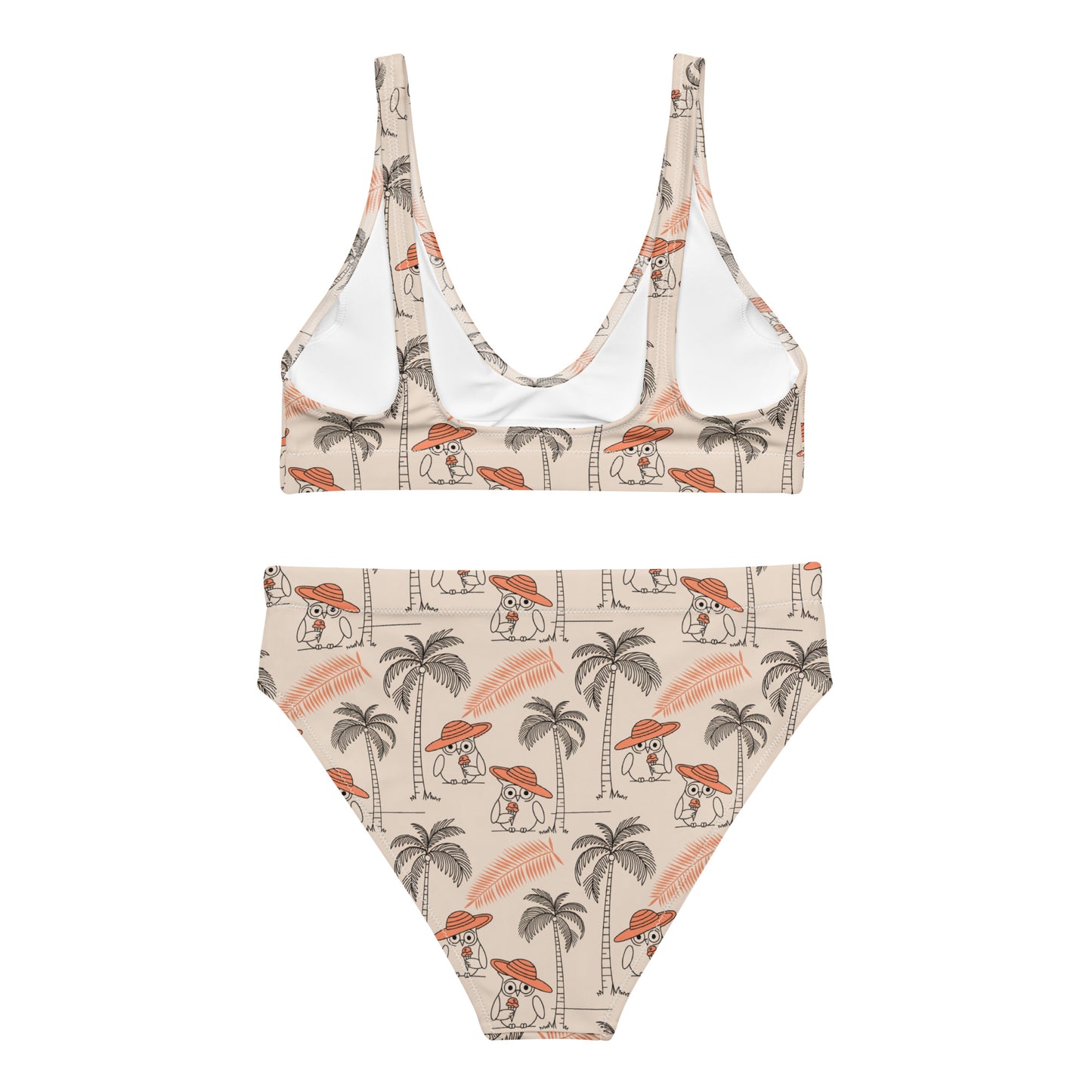 Owl-Haven Recycled High-Waisted Bikini – Sustainable Swimwear for Eco-Conscious Beach Days Dudeily