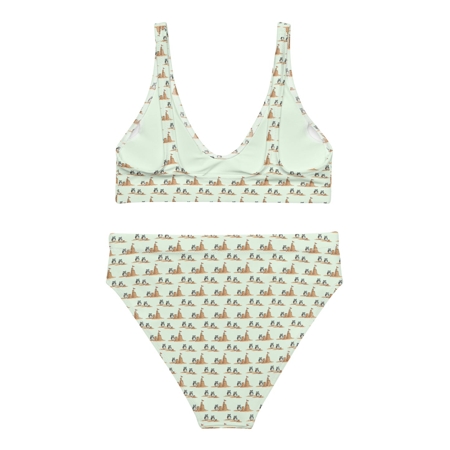 Owl-Wise Recycled High-Waisted Bikini – Sustainable Swimwear for Eco-Friendly Beach Days Dudeily