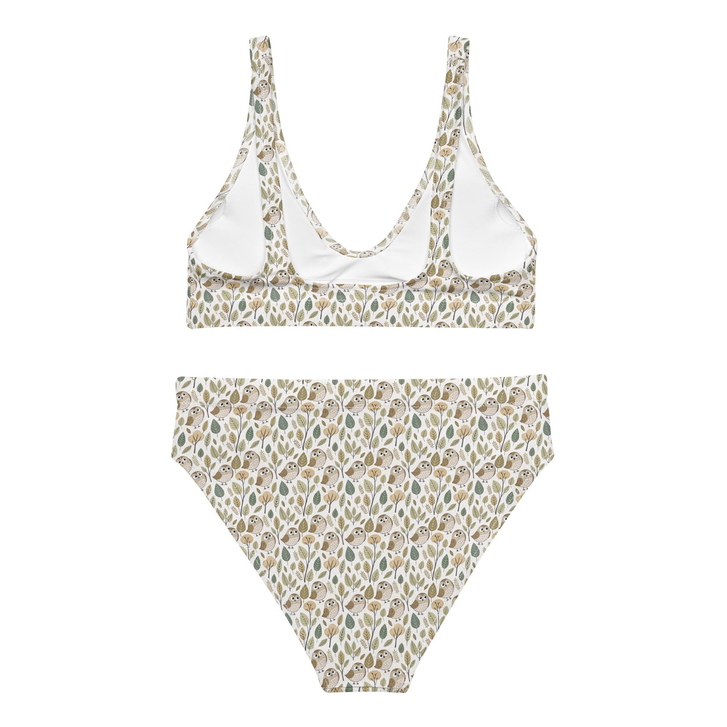 Owl-Themed Recycled High-Waisted Bikini – Sustainable Swim Set for Nature-Loving Women Dudeily
