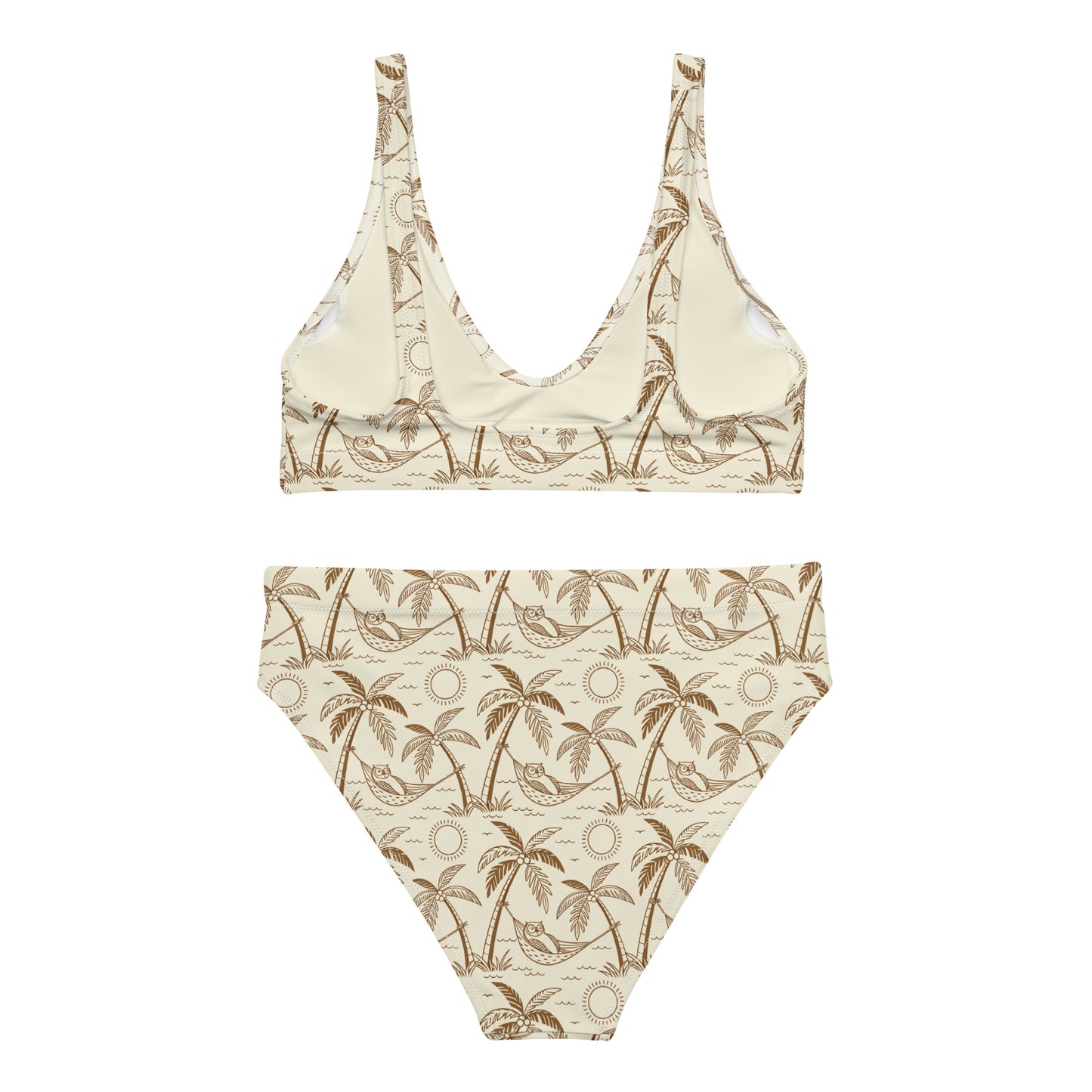 Owl-Themed Recycled High-Waisted Bikini – Sustainable Swimwear for Nature-Loving Women Dudeily