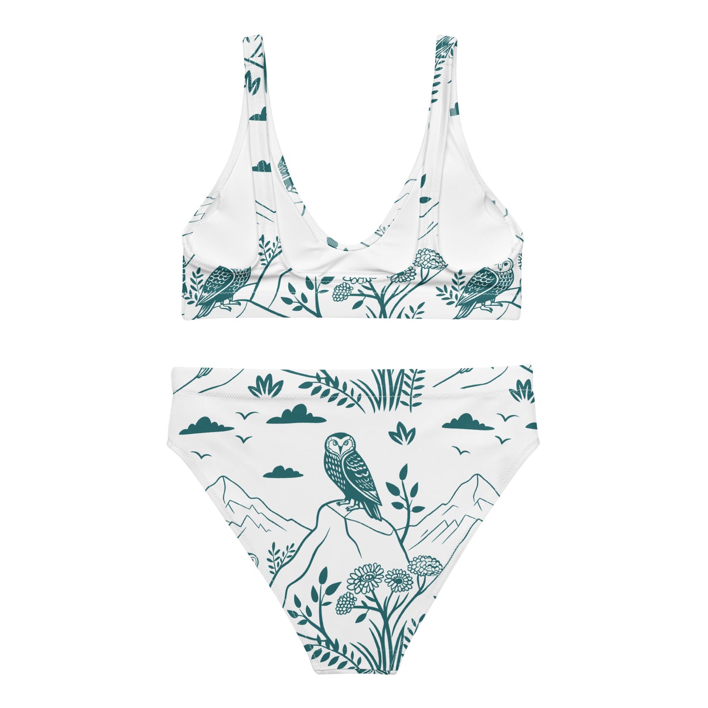 Owl-Themed Recycled High-Waisted Bikini – Eco-Friendly Swimwear for Conscious Style Dudeily