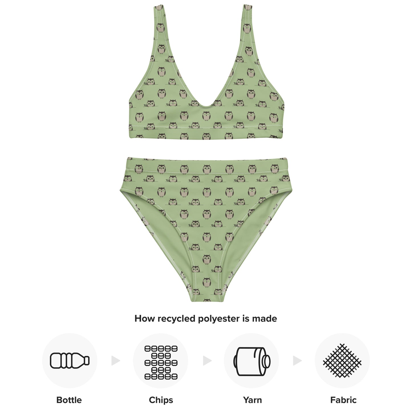 Owl-Themed Recycled High-Waisted Bikini – Sustainable & Stylish Dudeily