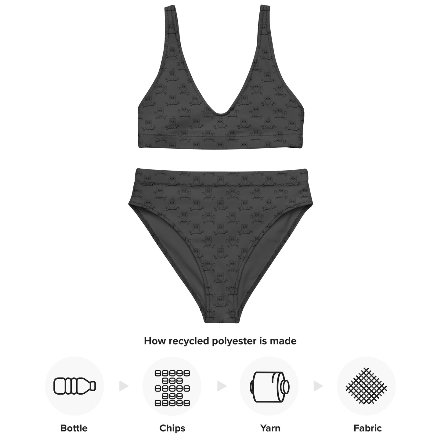Recycled High-Waisted Bikini – Eco-Friendly Swimwear for owl Lovers Dudeily
