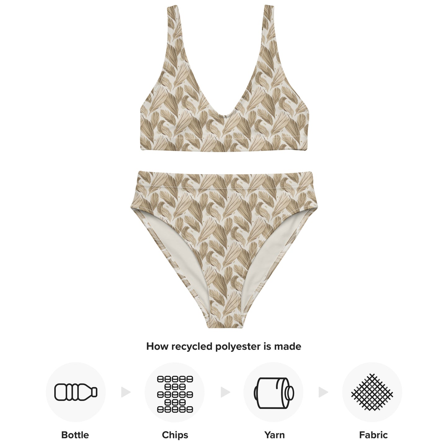 Recycled High-Waisted Bikini – Eco-Friendly Owl Print Swimwear Dudeily