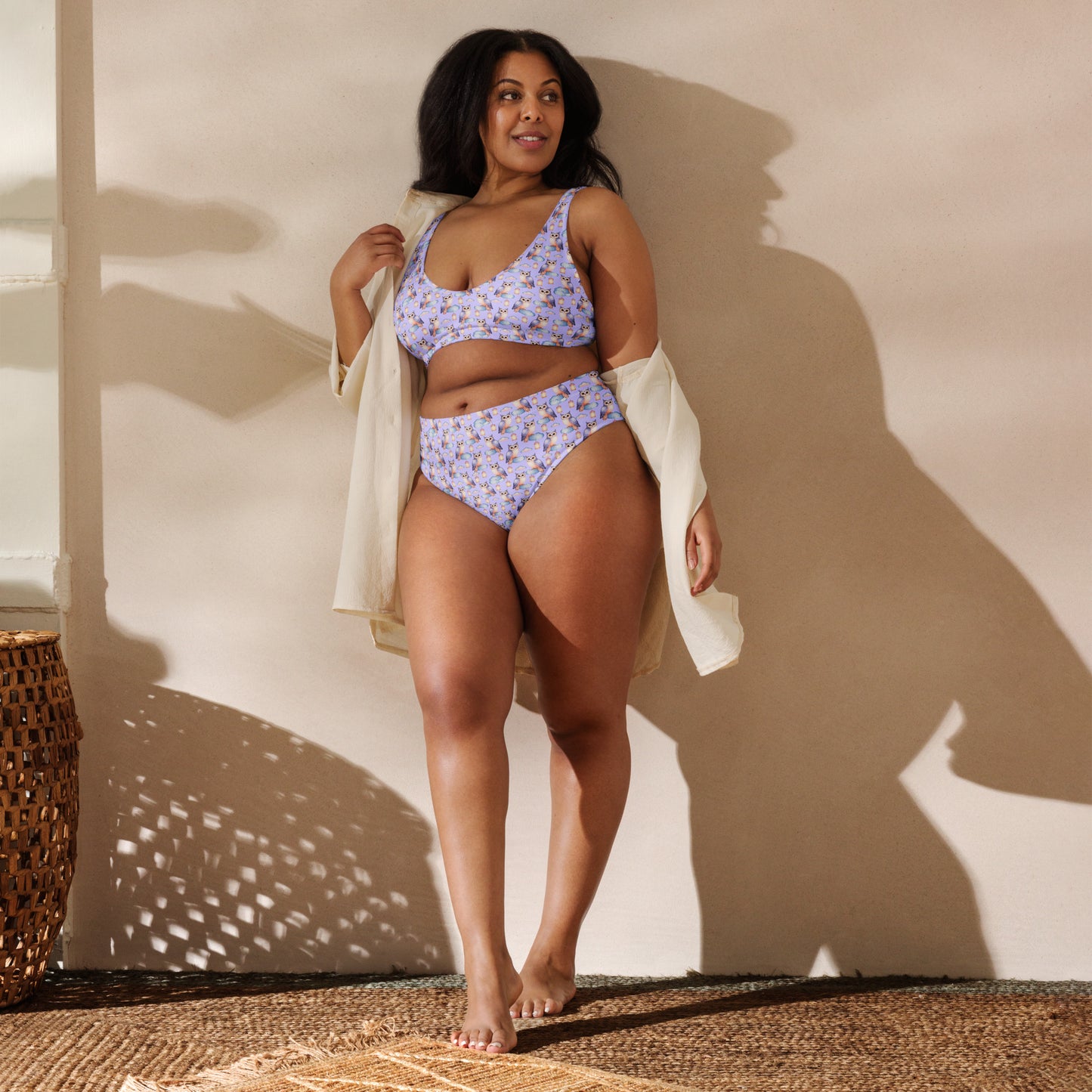 Owl-Themed Recycled High-Waisted Bikini – Sustainable & Eco-Friendly Dudeily