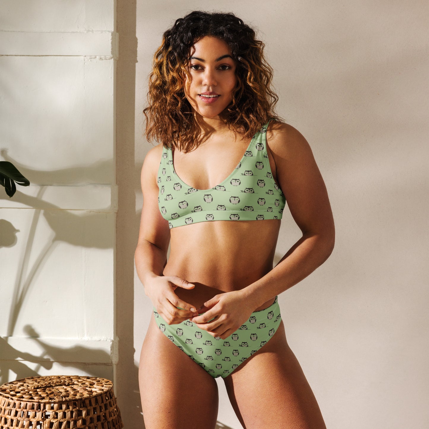 Owl-Themed Recycled High-Waisted Bikini – Sustainable & Stylish Dudeily