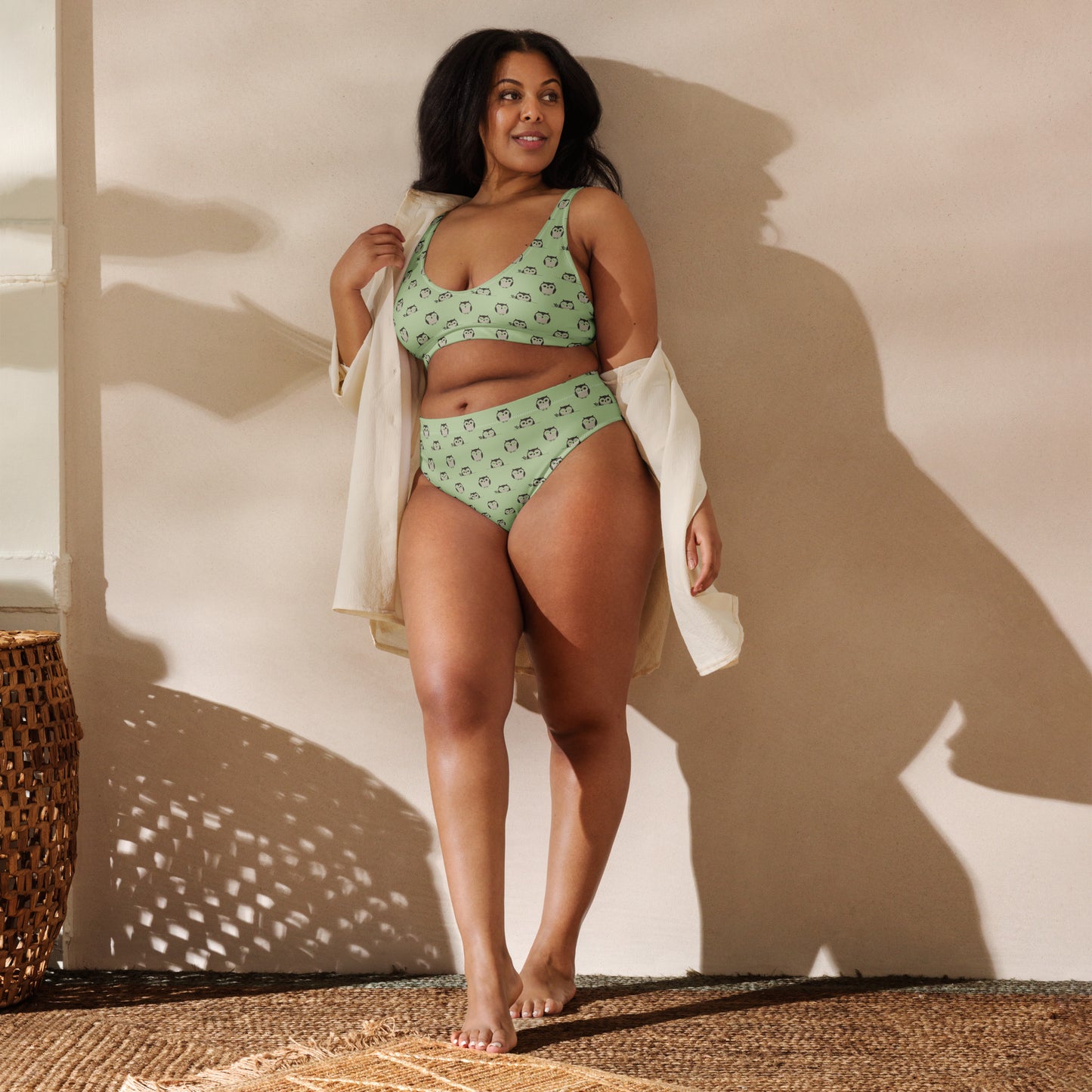 Owl-Themed Recycled High-Waisted Bikini – Sustainable & Stylish Dudeily