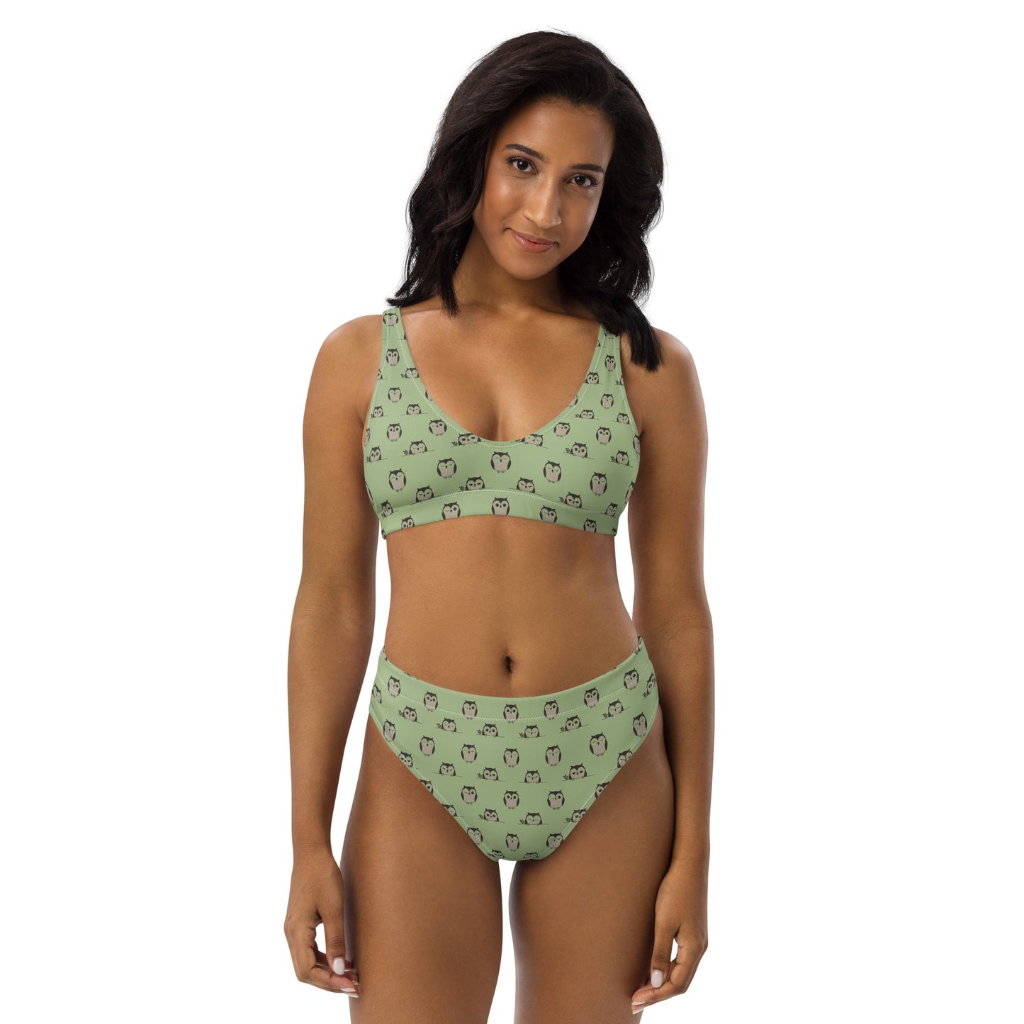 Owl-Themed Recycled High-Waisted Bikini – Sustainable & Stylish Dudeily