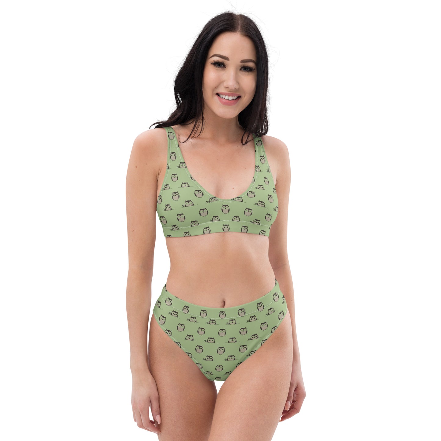 Owl-Themed Recycled High-Waisted Bikini – Sustainable & Stylish Dudeily