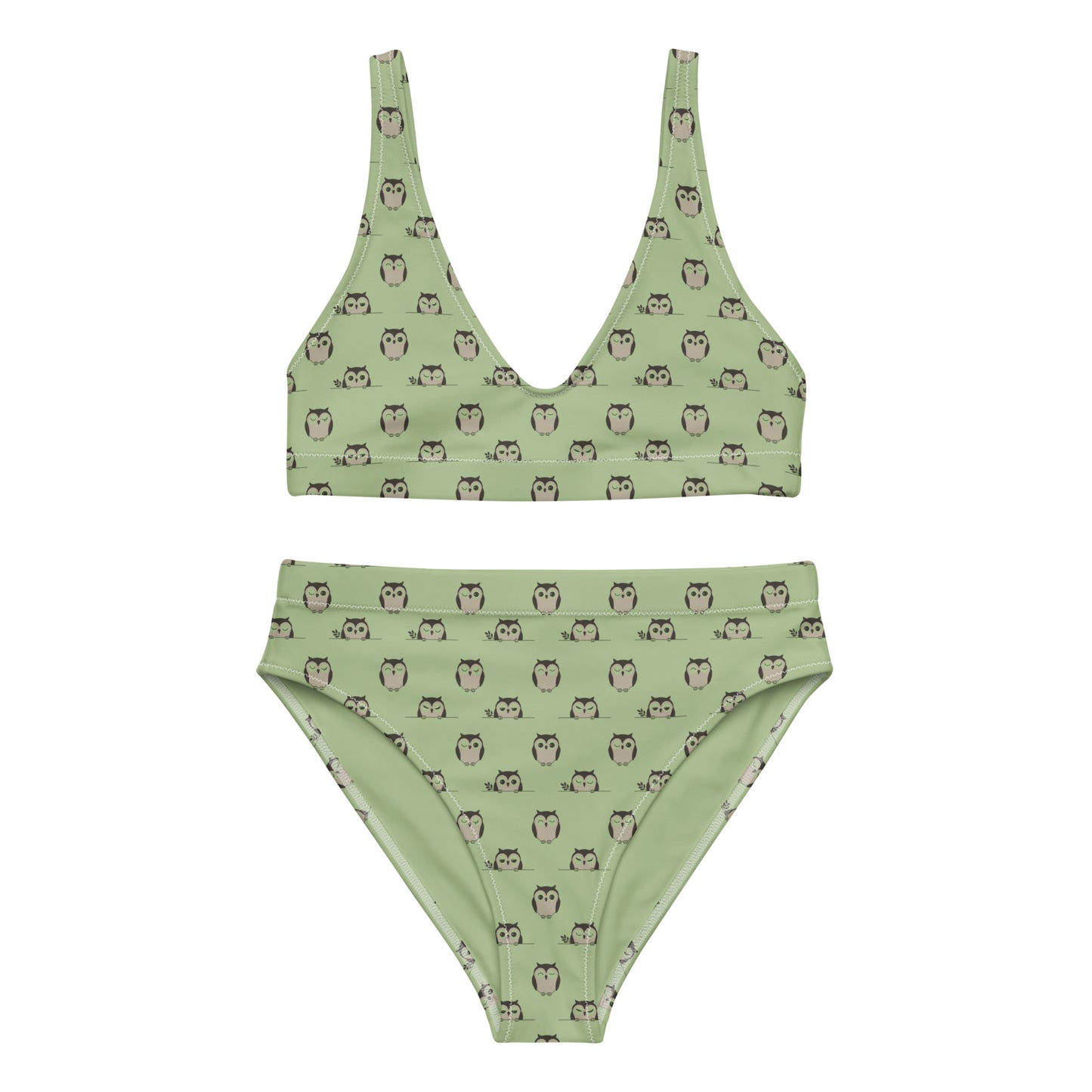Owl-Themed Recycled High-Waisted Bikini – Sustainable & Stylish Dudeily