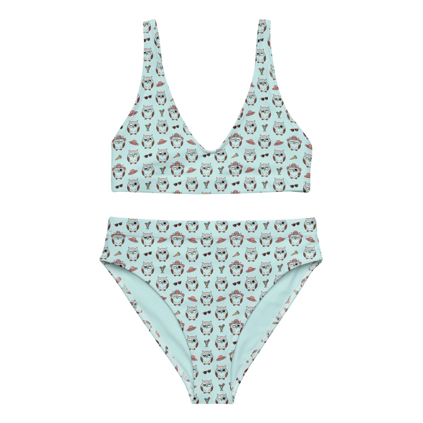 Owl Print Recycled High-Waisted Bikini – Eco-Friendly & Stylish 3XL Dudeily