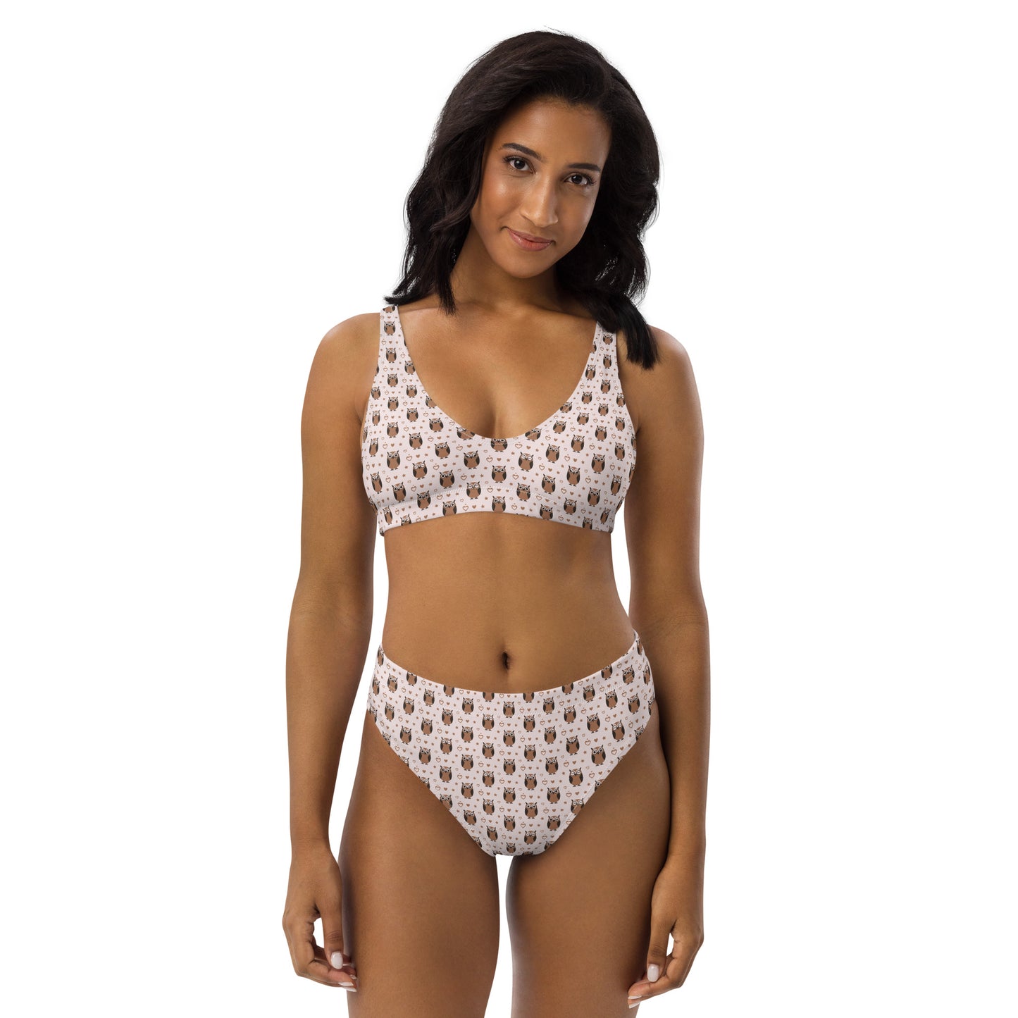Recycled High-Waisted Bikini: Owl-Themed Sustainable fashion Dudeily