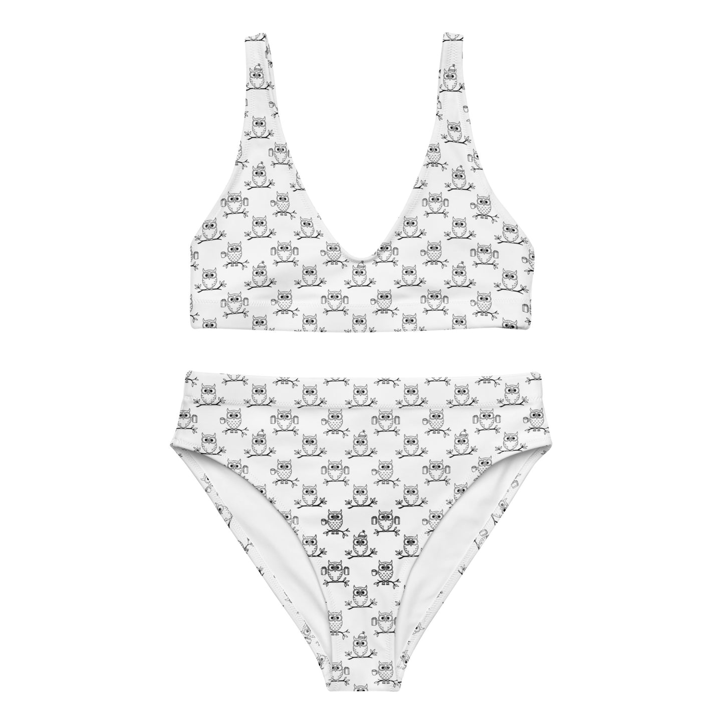 Sustainable Recycled High-Waisted Bikini – Owl-Inspired Swimwear 3XL Dudeily