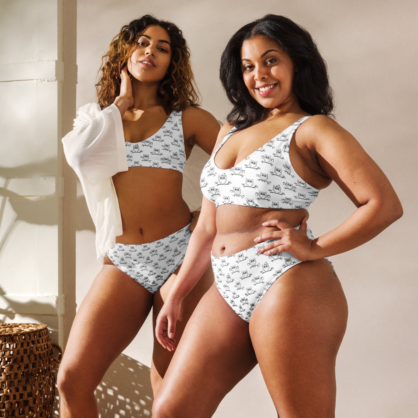 Sustainable Recycled High-Waisted Bikini – Owl-Inspired Swimwear Dudeily