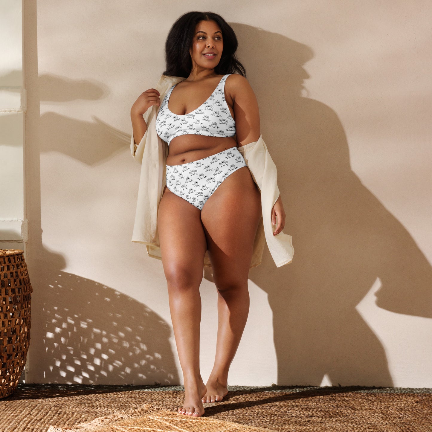 Sustainable Recycled High-Waisted Bikini – Owl-Inspired Swimwear Dudeily