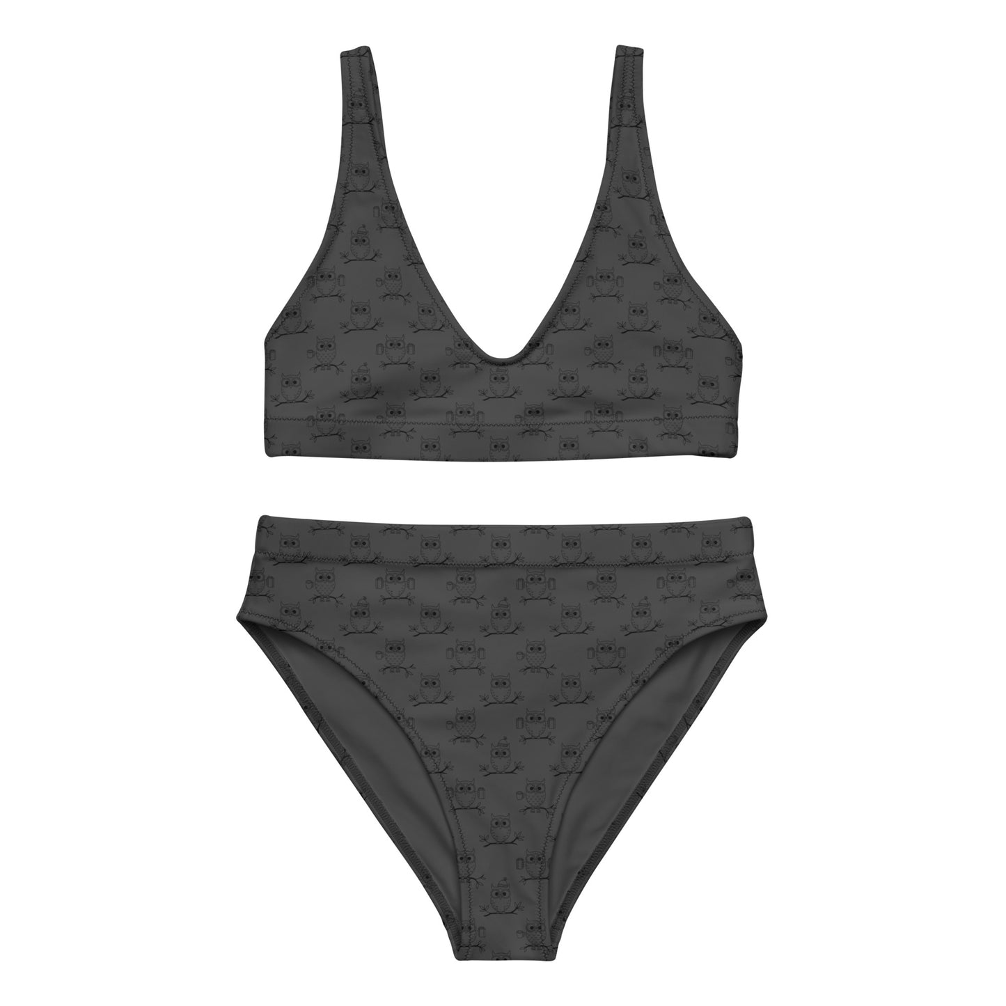 Recycled High-Waisted Bikini – Eco-Friendly Swimwear for owl Lovers 3XL Dudeily