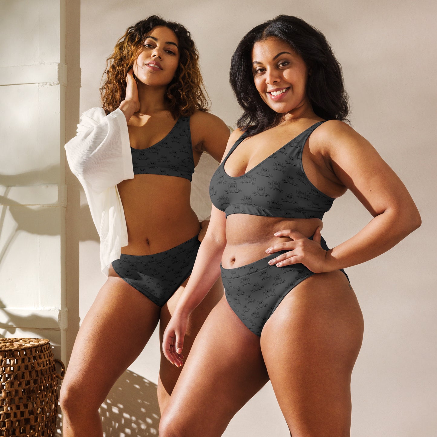 Recycled High-Waisted Bikini – Eco-Friendly Swimwear for owl Lovers Dudeily
