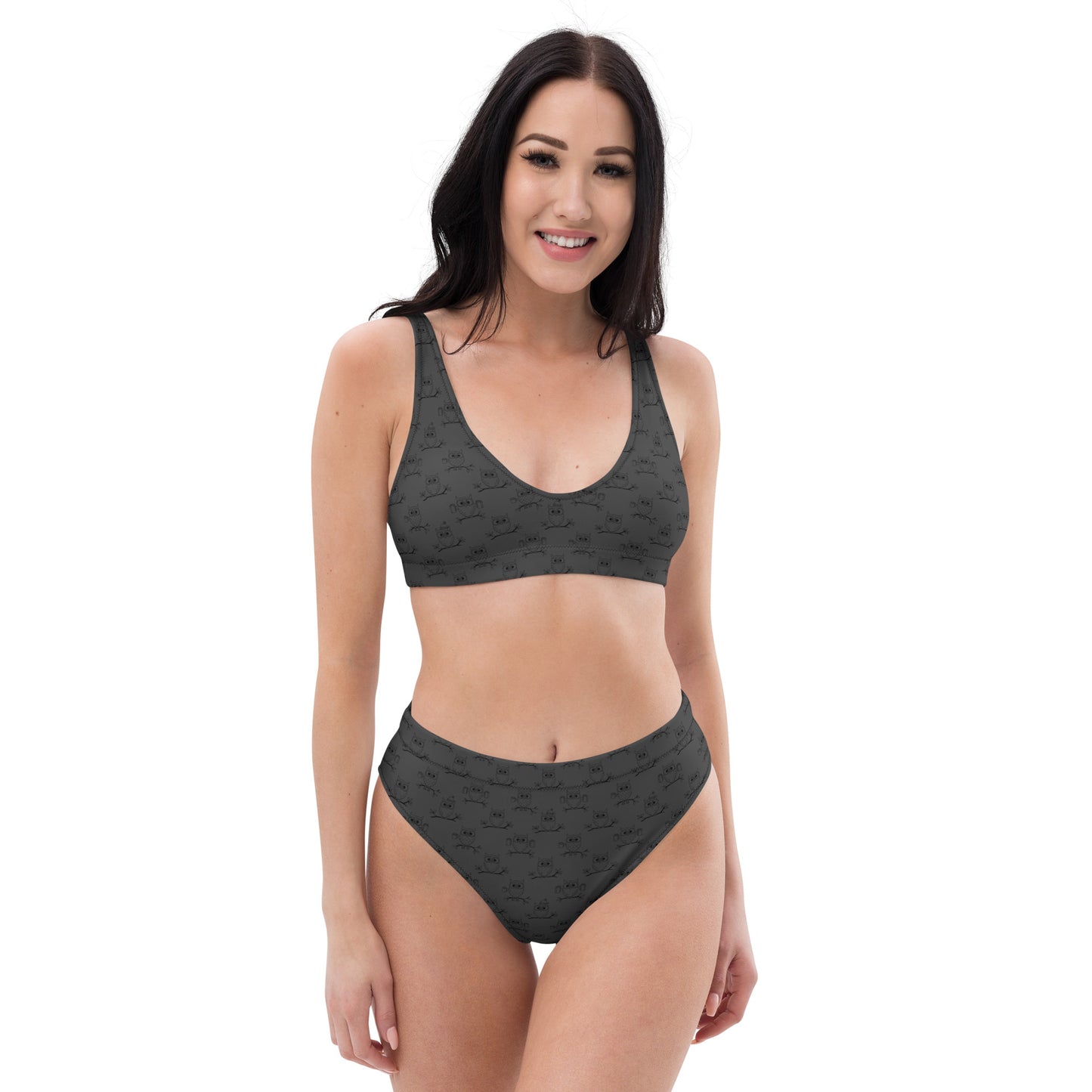 Recycled High-Waisted Bikini – Eco-Friendly Swimwear for owl Lovers Dudeily