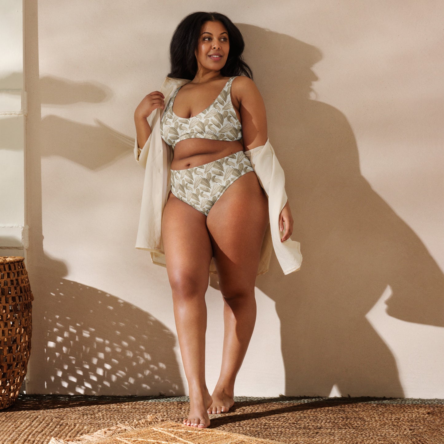Recycled High-Waisted Bikini – Eco-Friendly Owl Print Swimwear Dudeily