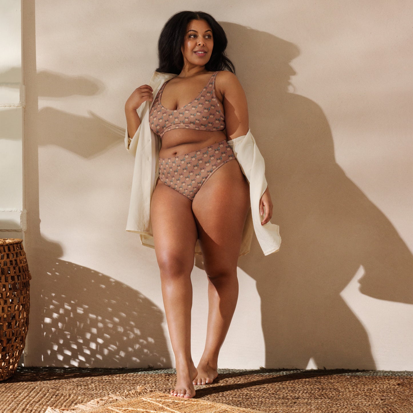 Eco-Friendly Owl Themed Recycled High-Waisted Bikini Dudeily