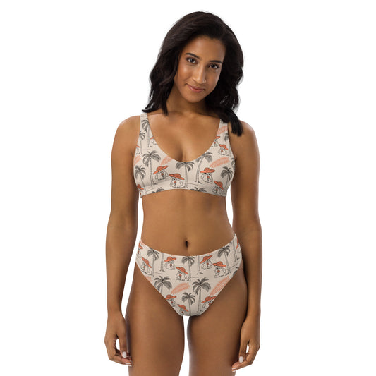 Owl-Haven Recycled High-Waisted Bikini – Sustainable Swimwear for Eco-Conscious Beach Days Dudeily