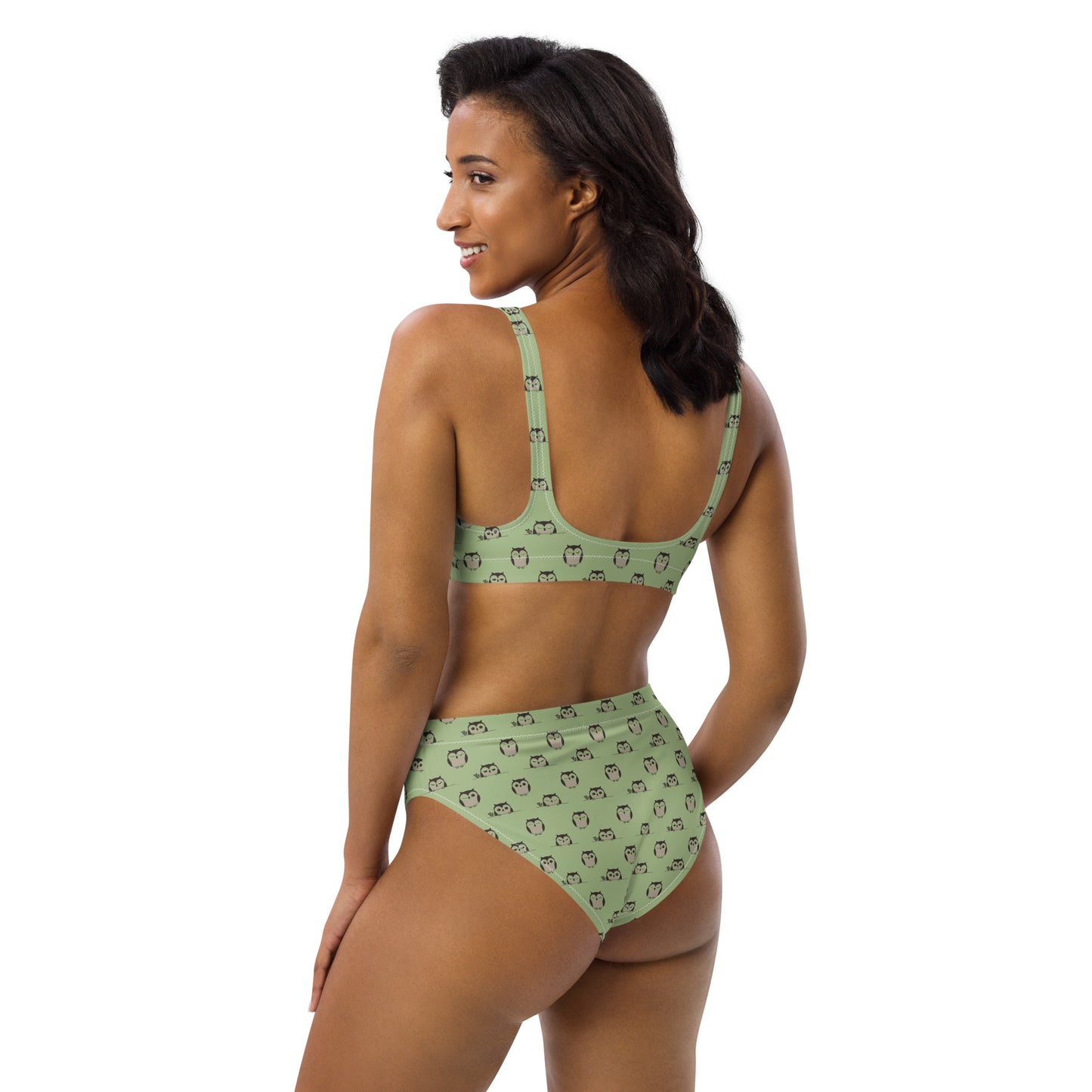 Owl-Themed Recycled High-Waisted Bikini – Sustainable & Stylish Dudeily