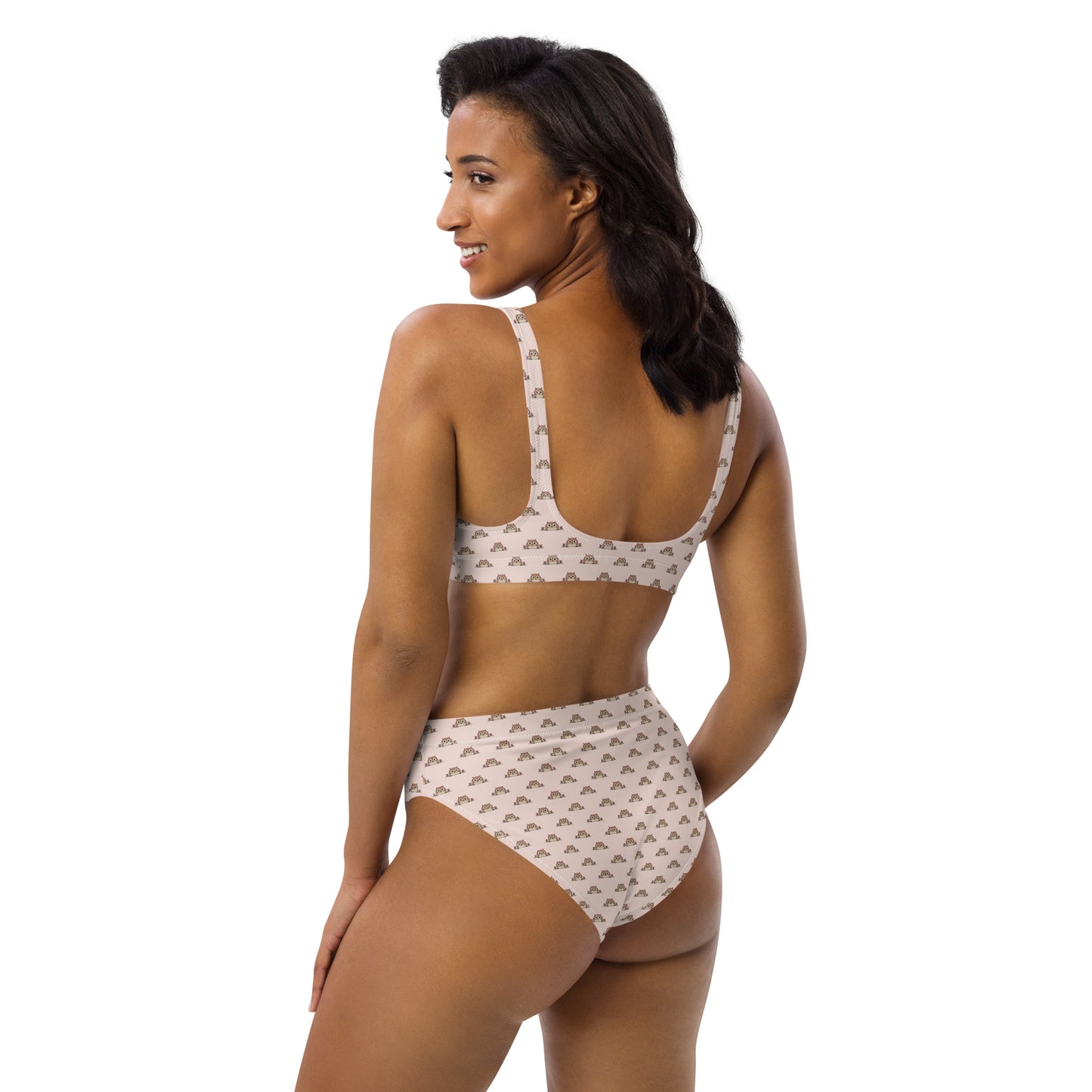 Recycled High-Waisted -Owl Themed Eco-Friendly Bikini Dudeily