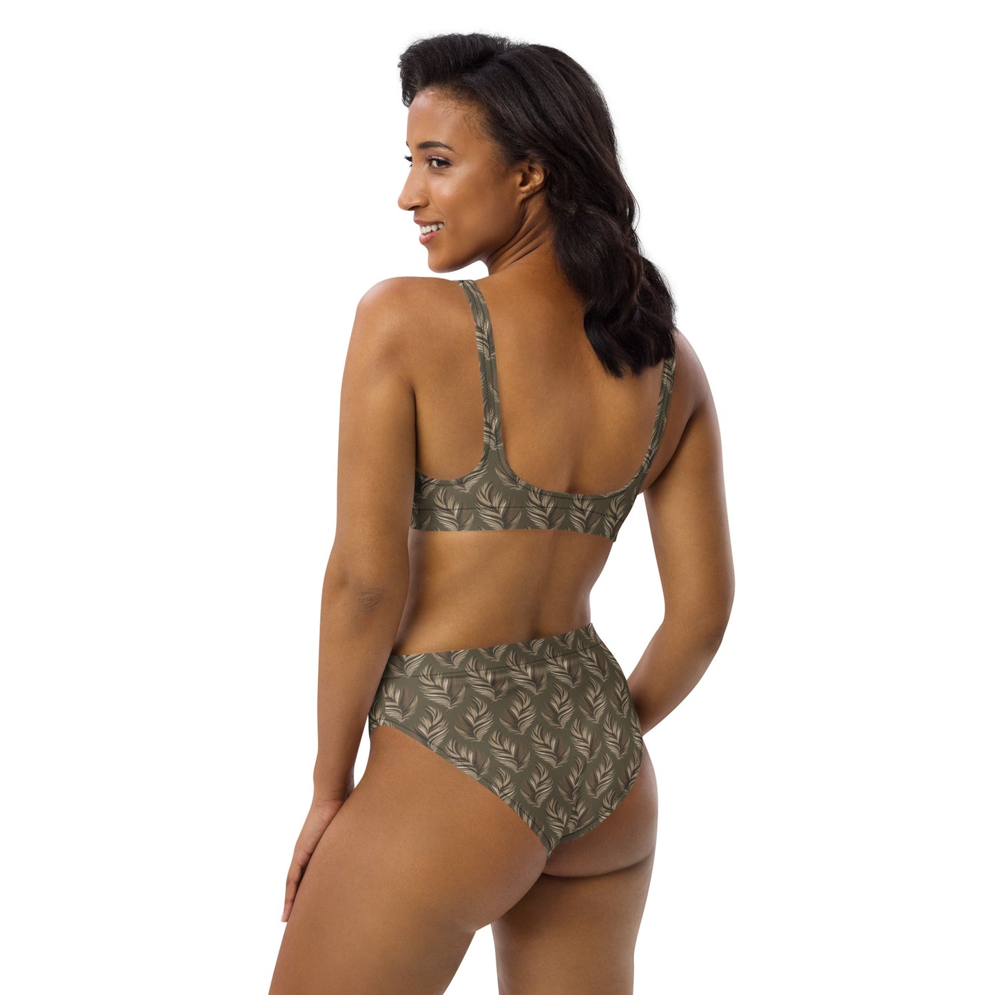 Recycled High-Waisted Bikini – Sustainable Owl-Inspired Swimwear Dudeily