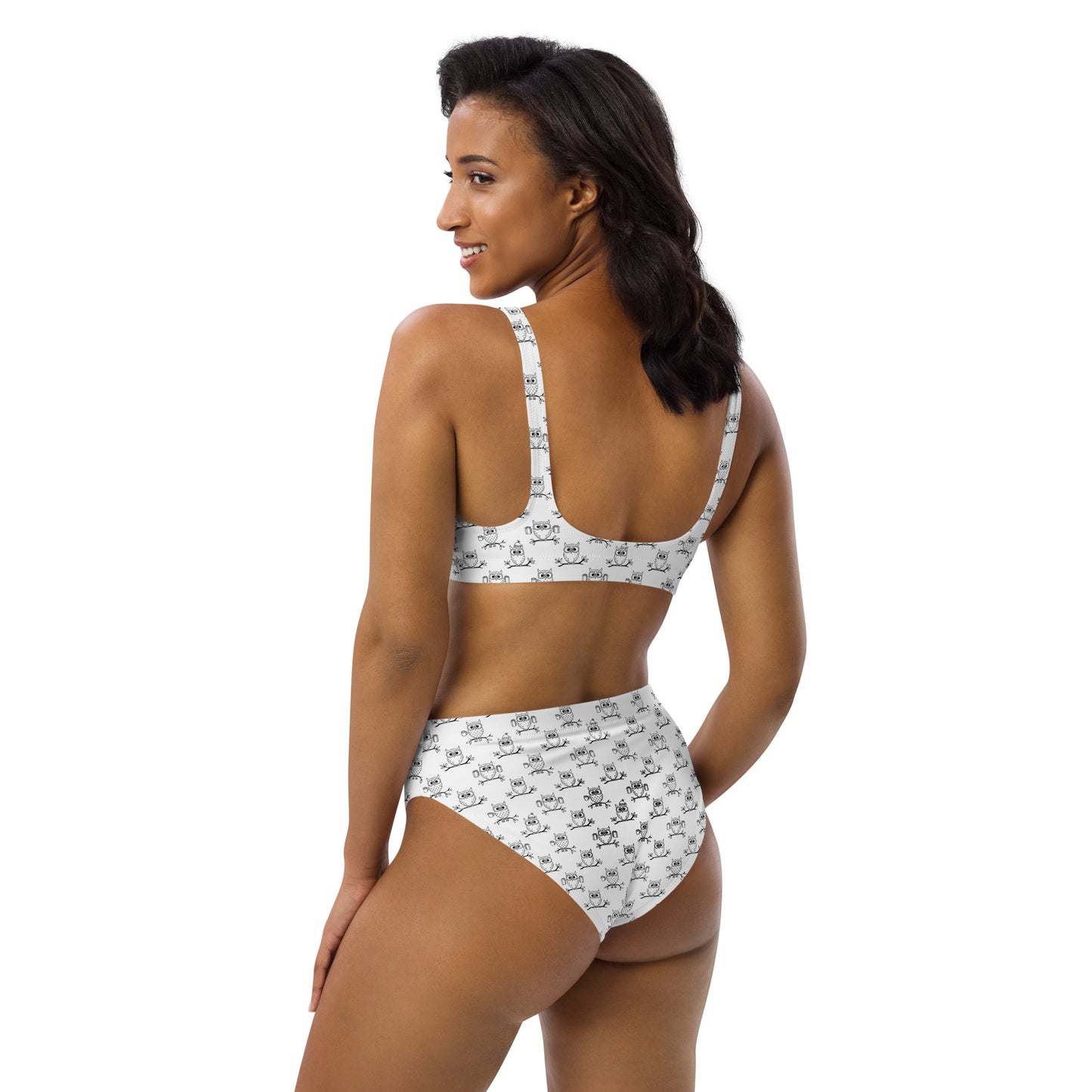Sustainable Recycled High-Waisted Bikini – Owl-Inspired Swimwear Dudeily