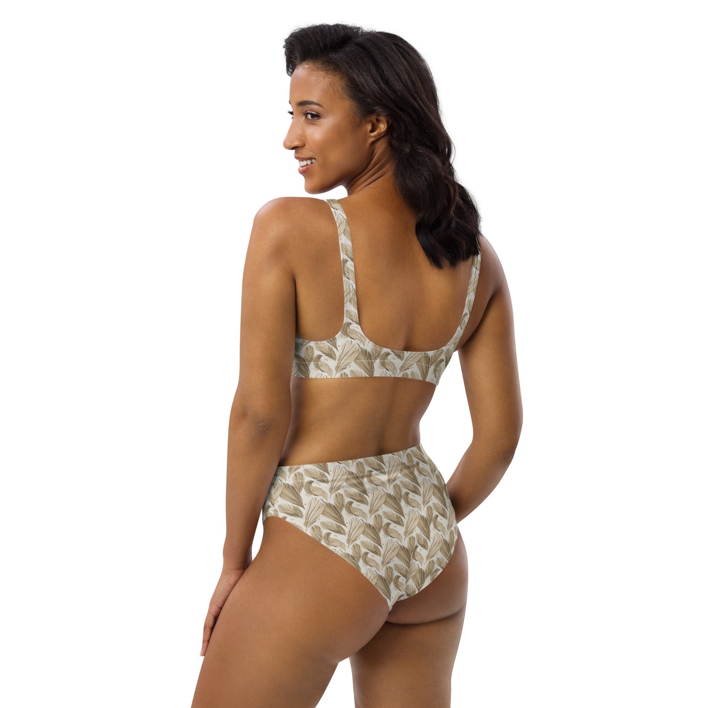 Recycled High-Waisted Bikini – Eco-Friendly Owl Print Swimwear Dudeily